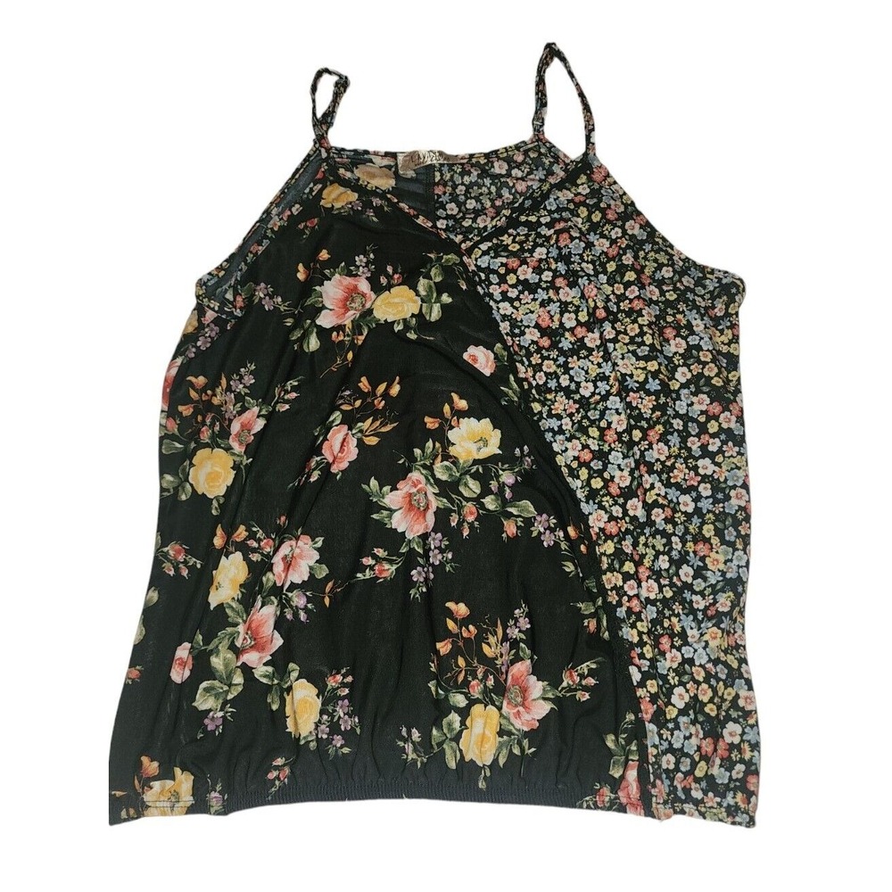 Lavish Floral Cami Top Two-Tone Sleeveless Casual Blouse Summer Top